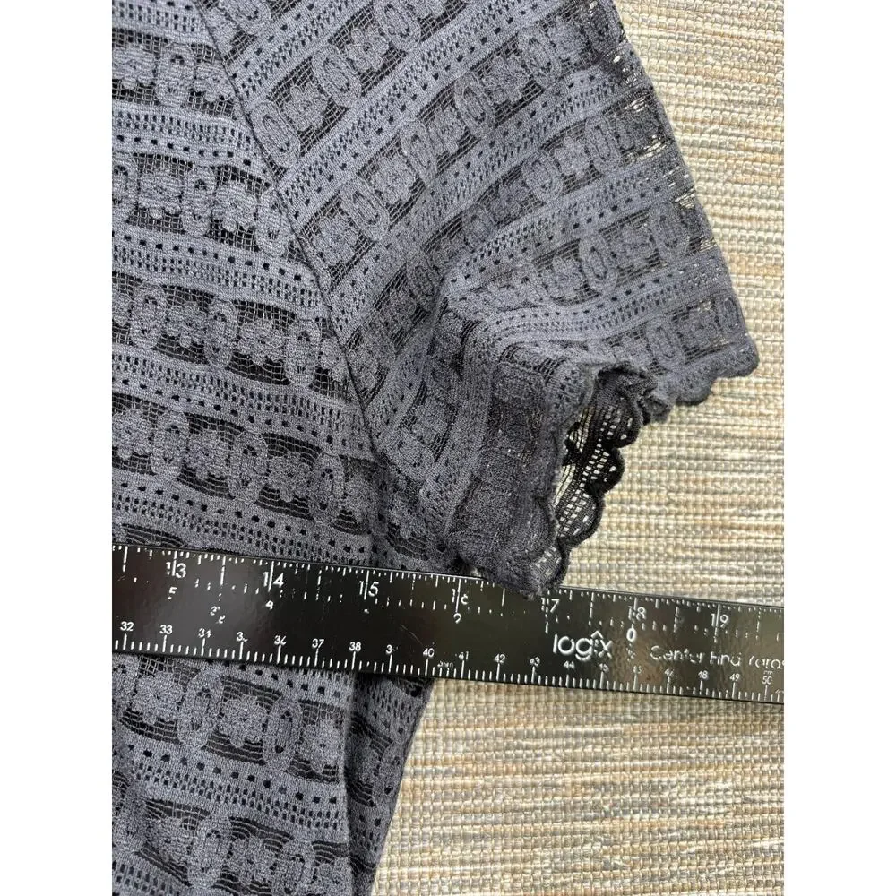 Free People Woven Lace Overlay Shift Dress Womens Size 6 Black Knee Length